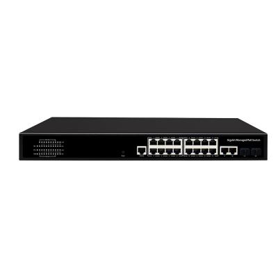 China 16 poorten Gigabit Managed PoE Switch Commercial 1U Rack 300W met 2 SFP/RJ45 Uplink Te koop