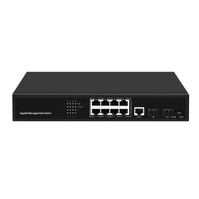 China 8 puertos PoE Vlan Gigabit Fiber Switch administrado con chip Realtek 120W Ingreso de CA de presupuesto en venta