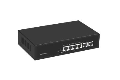 China 6 Port 10/100M Ethernet CCTV POE Switch Support PoE Af/At 120W Budget 2*10/100M Uplink Ports for sale