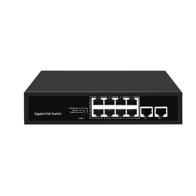 China 8 Portos Gigabit PoE Network Switch VLAN 250 metros AI PoE 120W Orçamento não gerenciado à venda