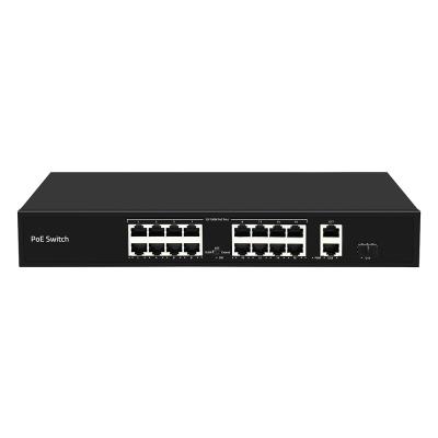 China 16 Port 250-Meter PoE Switch PoE Af/At 10/100M Support VLAN Mode 300W Budget for sale