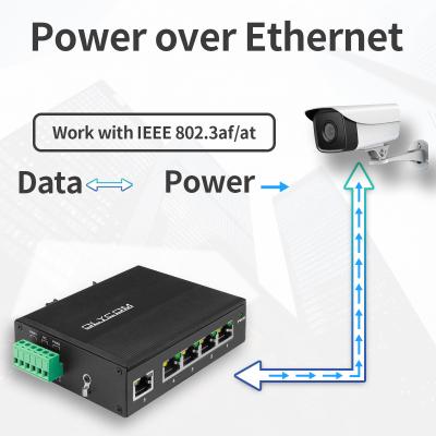 China Nicht verwalteter Poe-Schalter 5 Port Industrial Din Rail Poe-Schalter Poe Passthrough-Schalter zu verkaufen