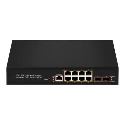 Κίνα 8 θύρες Gigabit Managed PoE Fiber Optic Switch 120W Προϋπολογισμός AC εισροή Realtek Chip προς πώληση