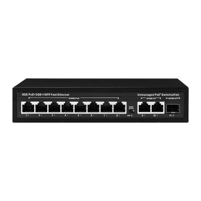 China Interruptor POE no administrado de 120W 8 PoE 10/100/1000Mbps + 2 LAN 10/100/1000Mbps + 1SFP 100/1000M en venta