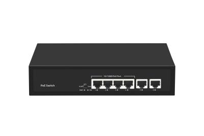 China 6 portas rede POE Switch 48V com 100Mbps Portos IEEE 802.3 af/at switch de rede à venda