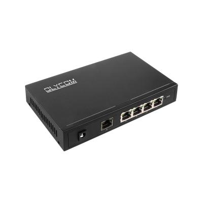 China Optische POE van de megabit48vdc Vezel Schakelaar 4 RJ45-Koperhavens met POE AT/AF Te koop