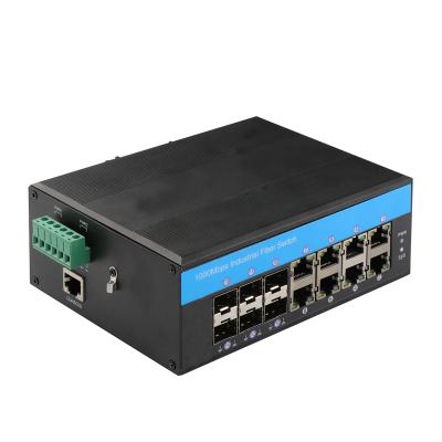 China Interruptor manejado industrial portuario de la fibra de Ring Managed Optical de la web del interruptor SNMP de 8 POE en venta