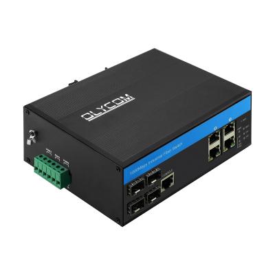 China 4RJ45 vira voltaje amplio manejado industrial de la fibra óptica hacia el lado de babor del eje del interruptor de Ethernet en venta