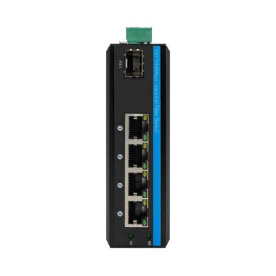 China Industrial Din Rail Montage 4 Port POE Switch met 1 SFP Port Unmanaged Fiber Switch Te koop