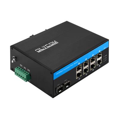 China 10 puertos Gigabit Fibra Óptica POE con dos ranuras SFP Industrial Poe Switch en venta