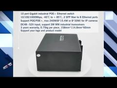 10 port industrial gigabit POE POE+ Ethernet switch