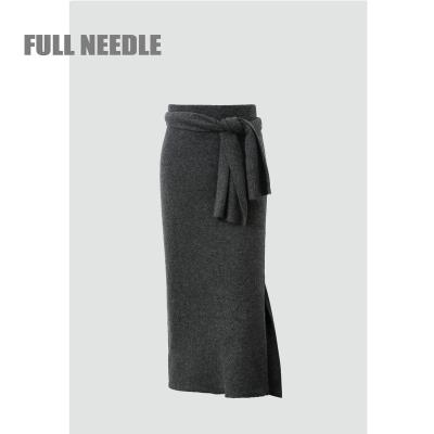 China Anti-Static Hot Selling Ladies Butt-Hugging Wrap-and-Tie Side Split Long Knitted Pencil Skirt for sale