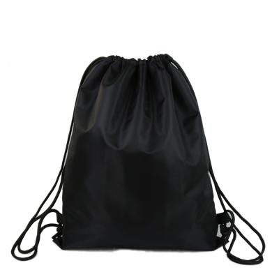 China Durable Cheap Portable Backpack 210D 420D Nylon Polyester Single Drawstring Strap String Bag Black Shoe Bag for sale