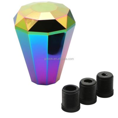 China Eco-friendly Colorful Diamond Shape Shift Knob Manual Car Gear Shift Knob Clutch Lever Head With 8MM 10MM 12MM Adapter for sale