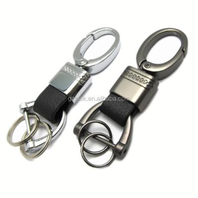 China Eco-friendly Fob Cowhide Leather Gunmetal Car Key Chain Remote Key Fob for sale