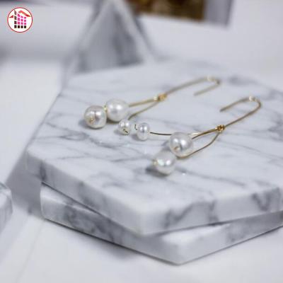 China Wholesale Good Quality Luxury Natural Marble Trays Northern Europe Storage Jewelry and Ring Holder Display Luxury Customized Wedding Decorate for sale