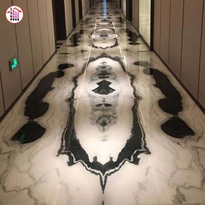 China Modern Marble Slabs Book Match Panda White Marble Slab White Flooring Natural Stones Marble Slabs for sale