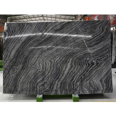 China China Black Marble Floor And Wall Tiles And Black Wooden Vains Marble Slab for sale