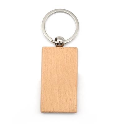 China Promotion Wooden Rectangle Wooden Key Chain Key Ring Key Tags DIY Durable Custom Key Chain Blank Wooden Key Chain for sale