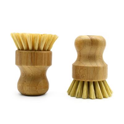 China Viable hot sale portable kitchen cleaning sisal bristles sweep natural bamboo dish scrub brushes for pot pan for sale