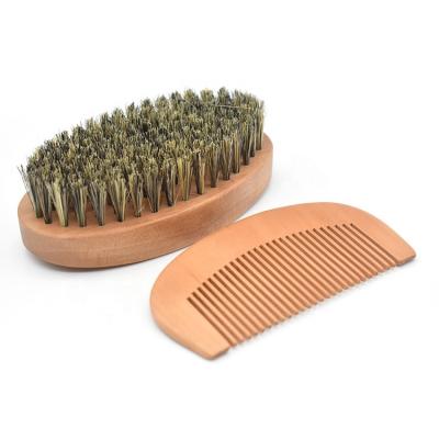 China Hot Sale Mustache Shaving Brush Grooming Kit Custom Wood Beard Care Kit Hair Beard Comb For Men for sale