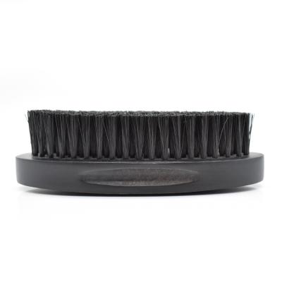 China Men 360 Wave PP Private Label Hair Brush Comfortable Hot Portable Black Color Wooden Beard Brush For Travel for sale