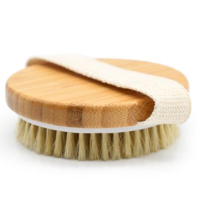 China EXFOLIATING Amazon Best Selling Natural Bamboo Dry Exfoliating Bath Brush Round Shape Massage Portable Wet Brush for sale