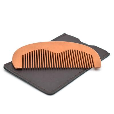 China Healthy Comb Private Label Men Travel Hair Comb Pocket Beard Wooden Mustache Comb With PU Leather Case for sale