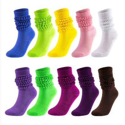 China QUICK DRY 2021 low MOQ wholesale women stacking crac! crack! bangs long knee high slouch adult slouch socks for sale