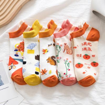 China Cute moq 1 chinese word low ankle cotton ladies socks QUICK DRY cartoon women's summer spring socks for wholesale for sale