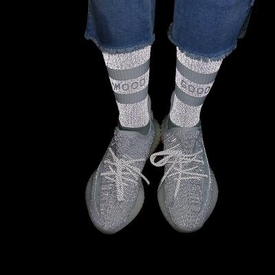 China Fancy QUICK DRY shinny starry night street couples sports socks glowing glow in the dark reflective socks for sale