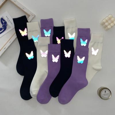 China New autumn spring Japanese style kawaii hip sporty fashion hops sporty fashion crew cotton butterfly socks thoughtful women for sale