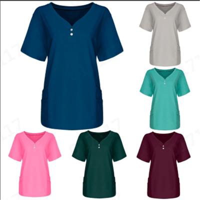 China Best Selling Medical Hospital Breathable Front Zipper Collar Soild Color Design Uniform Scrubs Upper for sale