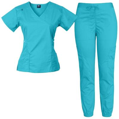 China Breathable Plus Size V-Neck Jogger Medical Panties Design Hospital Uniforms Scrub Uniform Set For Unisex for sale