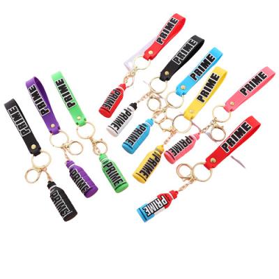 China Wholesale Hot Creative Car Keychain Silicone PVC Bottle Key Chain Beverage Bottle Fashion Key Chain Bottle for sale