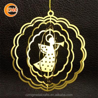 China Wholesale Europe Flat Metal Pendant DIY 3D Christmas Tree Ornament Spinners for sale