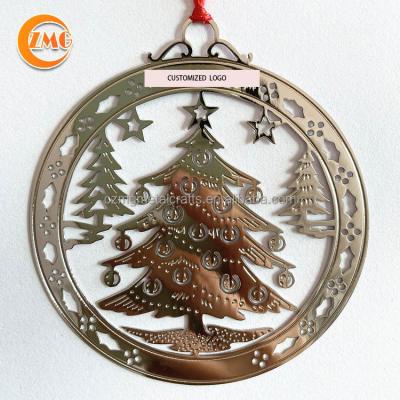 China Europe High Quality Customized Logo Engraved Metal Christmas Tree Ornaments for sale