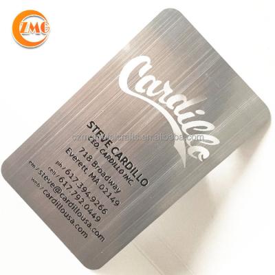 China Europe High Performance Metal Logo Die Cut Card Custom Silver Brushed Stainless Steel Card for sale