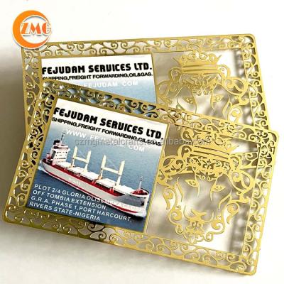 China Europe Top-grade Custom Outstanding Offset Printing Specials Full Etched Hollow Out Metal Gold Business Cards for sale