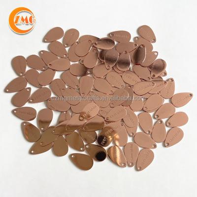 China Europe Wholesale High Quality Rose Gold Plating Custom Engraved Metal Jewelry Tags for sale