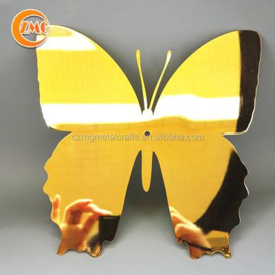 China Europe Wholesale Custom Etched Glossy Blank Butterfly Shaped Metal Plate For Sublimation for sale