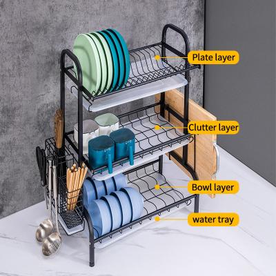 China Factory Direct Sale Kitchen Storage Rack Stainless Steel Viable Dish Drainer Racks for sale