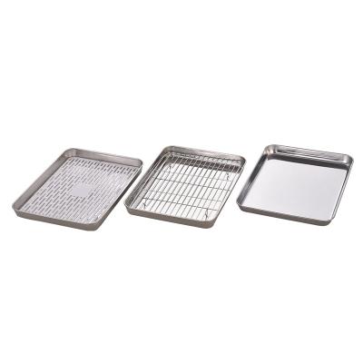 China Sustainable Bakewares Stainless Steel and Wire Cooling Rack Set Oven Baking Accessories Bakeware for sale