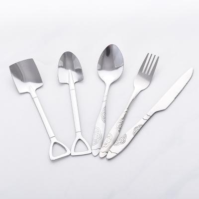 China Sustainable Luxury Kitchen Cookware Stainless Steel Measuring Cooking Tools Fork Spoon Set Handmade for sale