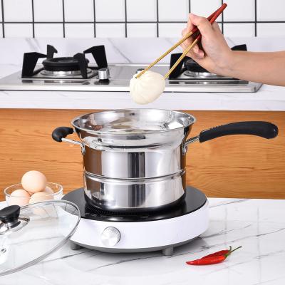 China Sustainable Hot Selling Kitchen Stainless Steel Noodle Boiling Pot With 2 Place Bakelite Pot Pads For Pots for sale