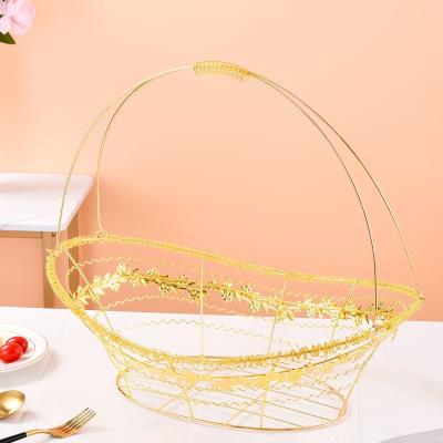 China Fruit basket gold stand new design fashion ingot metal gold-plated high quality viable customization for sale