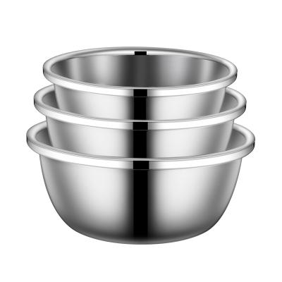 China Sustainable Design Flat Dinner Baking Vegetable Stainless Steel Soup Basin Bowl Set Of 3 for sale