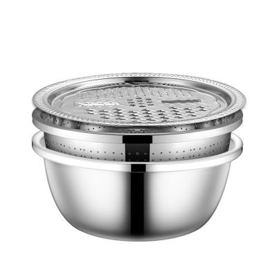 China 3 Pcs Multi Sustainable Popose Strainer Mixing Bowl Stainless Steel For Kitchen for sale