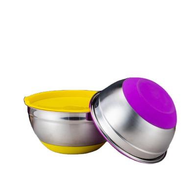 China Sustainable Kitchen Acessories Bowls Set Stainless Steel And Silicone Material Sauce Bowls With Lids for sale