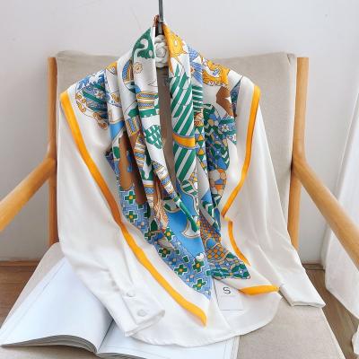 China New summer Korean twill silk scarf large square women's silk shawl decorative French silk women's scarf for sale